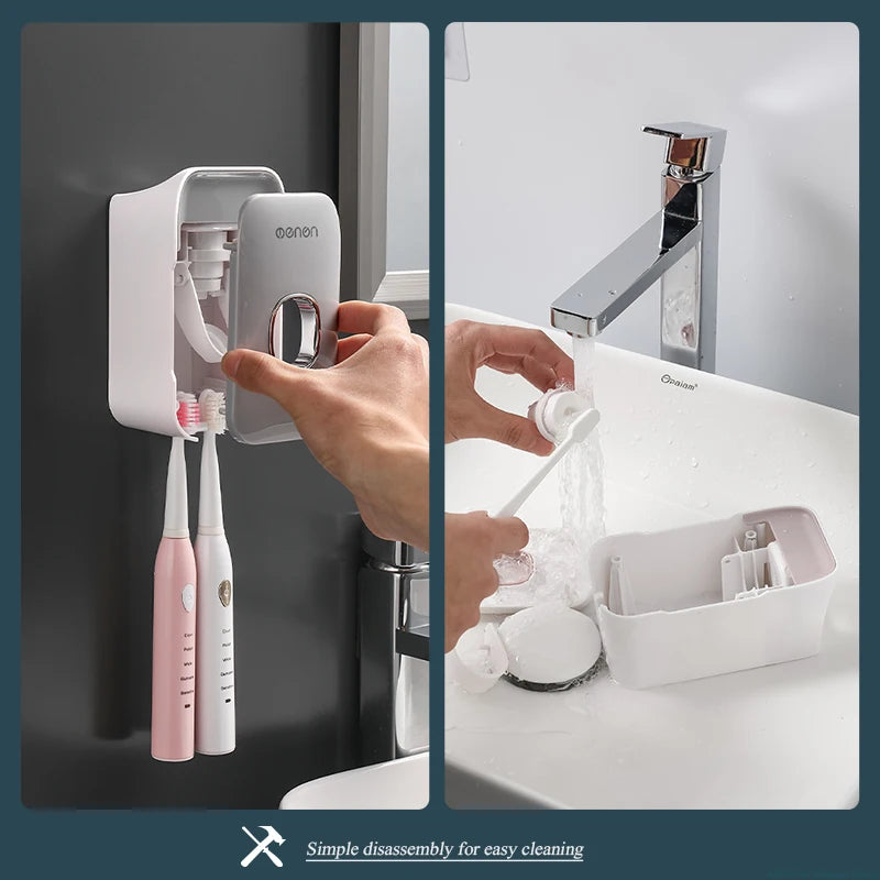 Dispenser Dentifricio Automatico con Porta Spazzolini