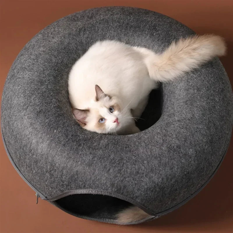 Cuccia Ciambella in Feltro 2-in-1 per Gatti