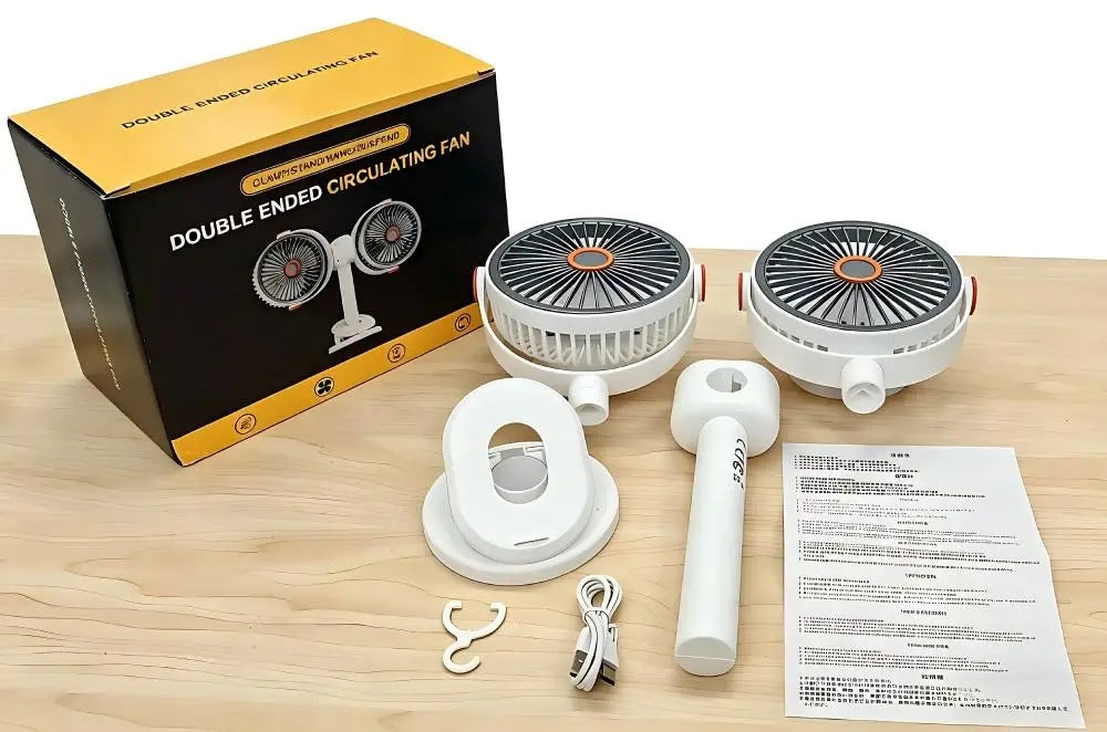 Ventilatore a Clip Doppia Testa Ricaricabile