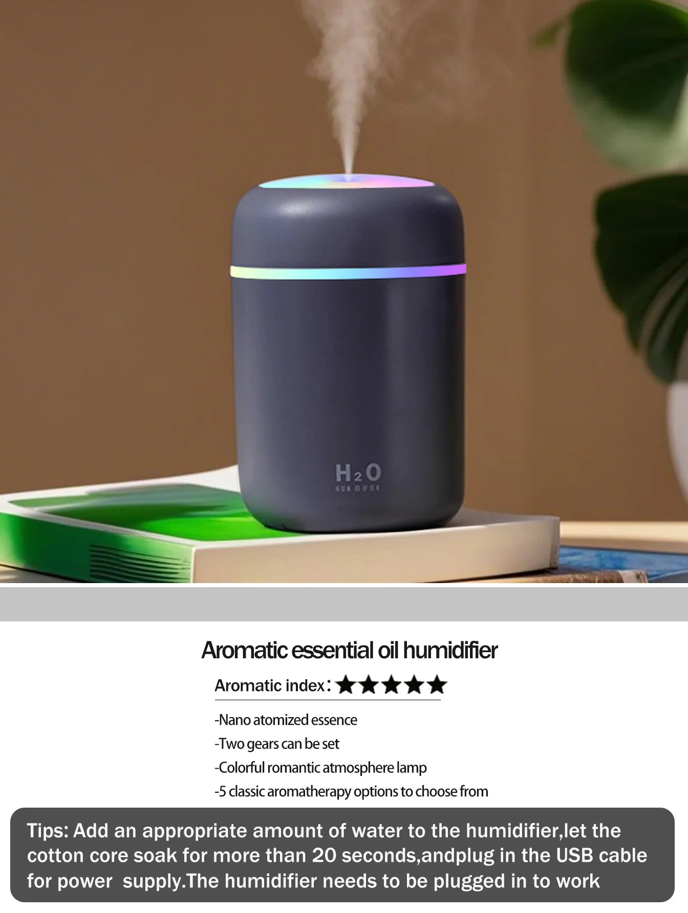 Diffusore Aromaterapia 300ml con Luce LED