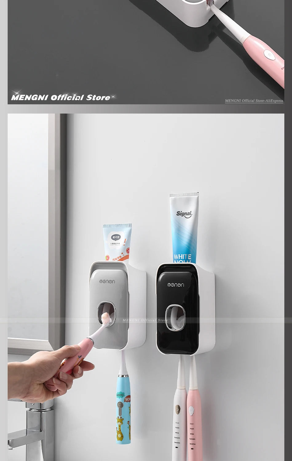 Dispenser Dentifricio Automatico con Porta Spazzolini