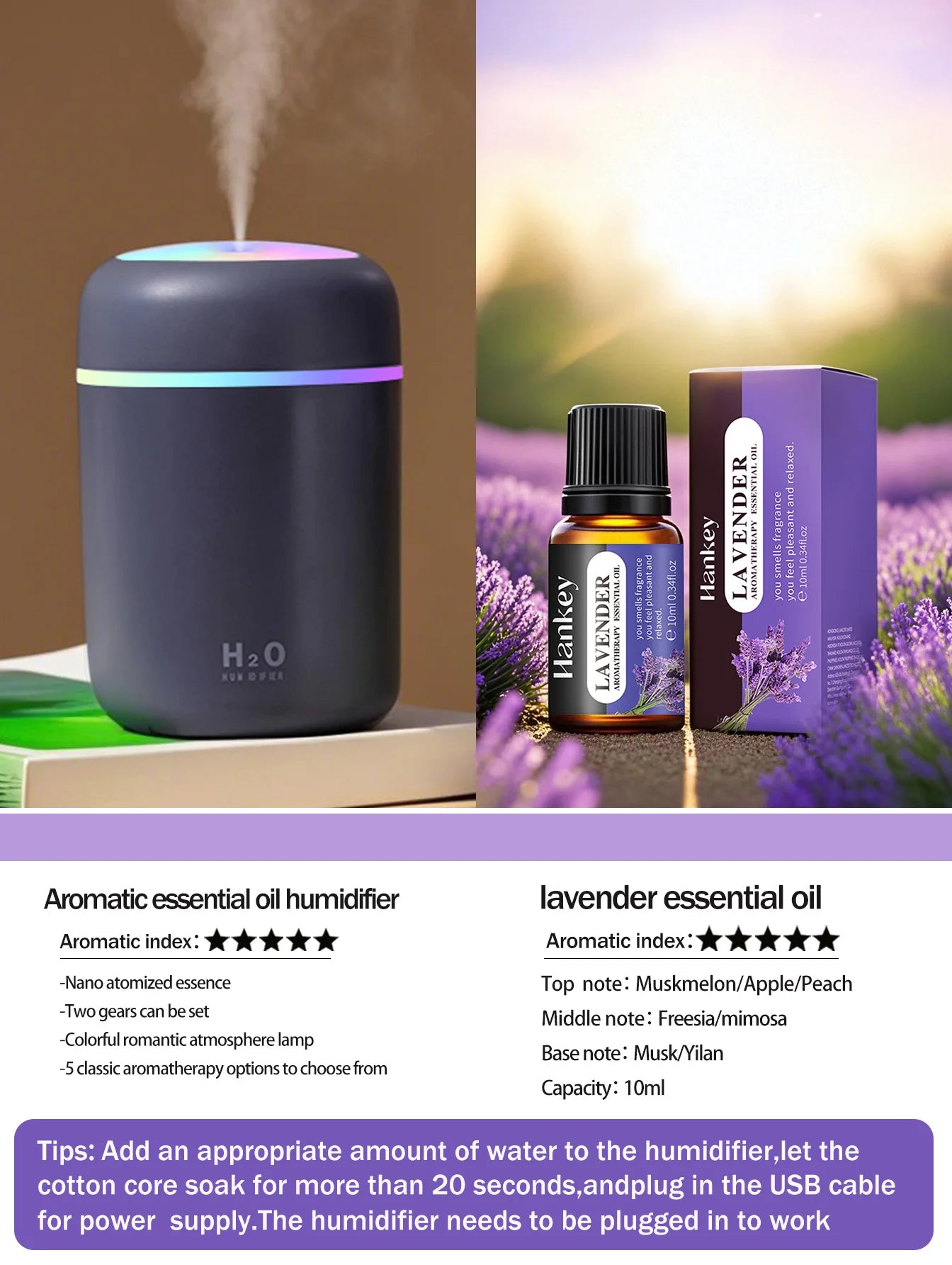 Diffusore Aromaterapia 300ml con Luce LED
