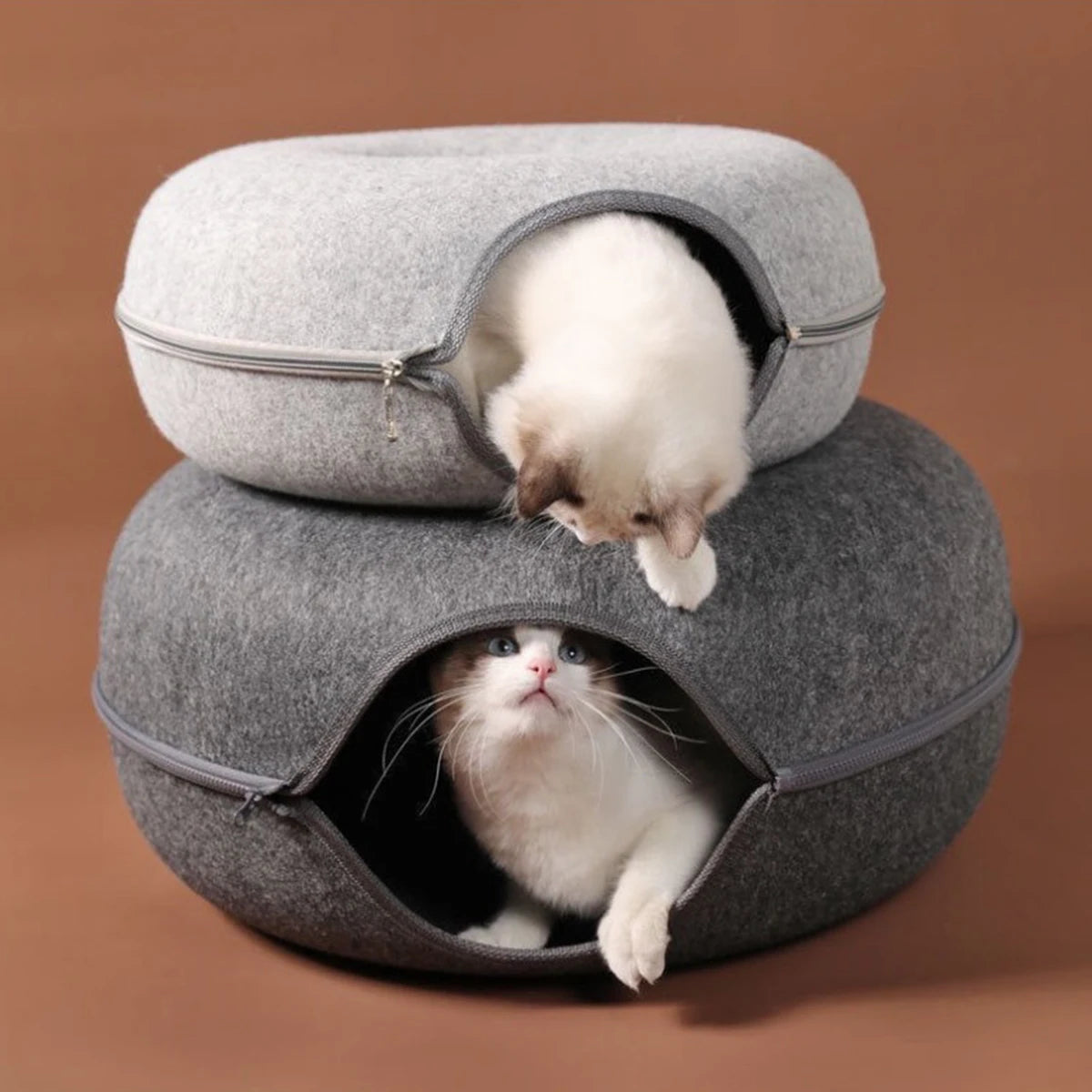 Cuccia Ciambella in Feltro 2-in-1 per Gatti