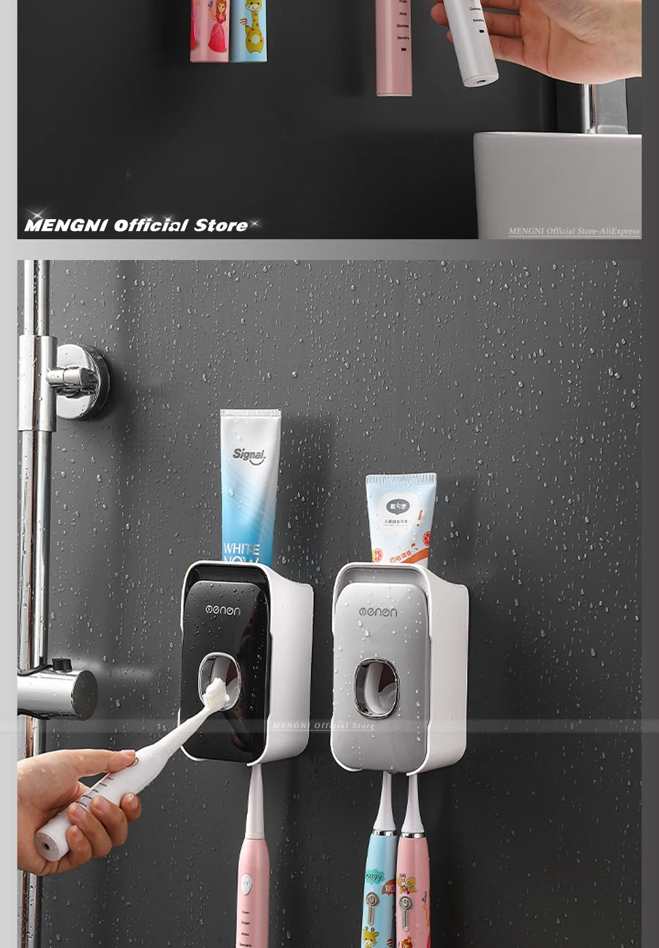 Dispenser Dentifricio Automatico con Porta Spazzolini