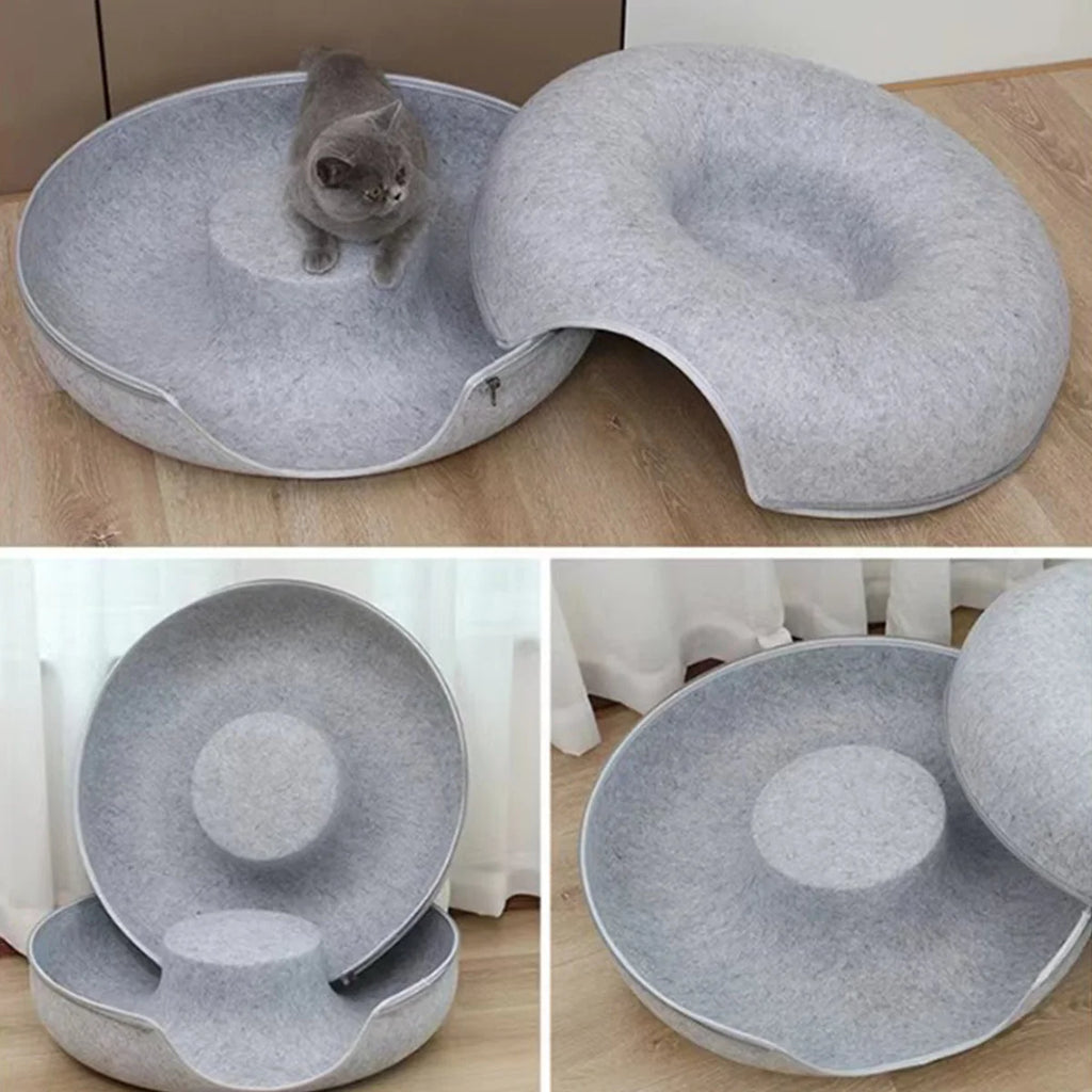 Cuccia Ciambella in Feltro 2-in-1 per Gatti