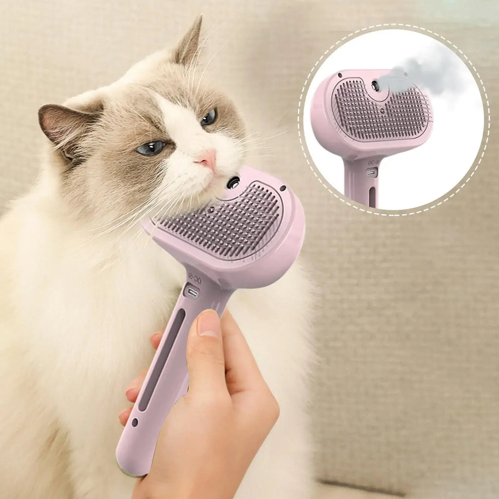 Spazzola a Vapore Elettrica 3-in-1 per Cani e Gatti