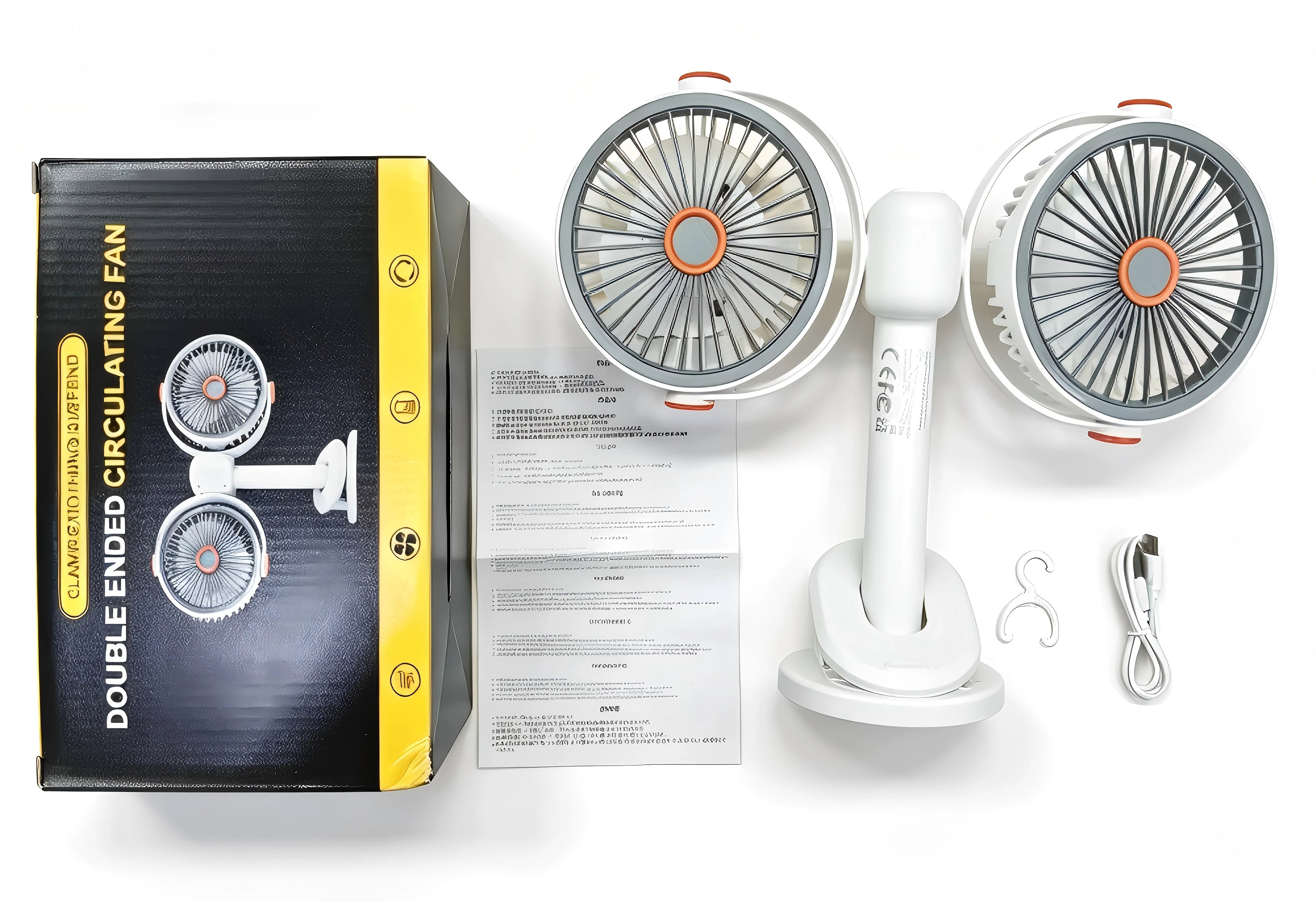 Ventilatore a Clip Doppia Testa Ricaricabile