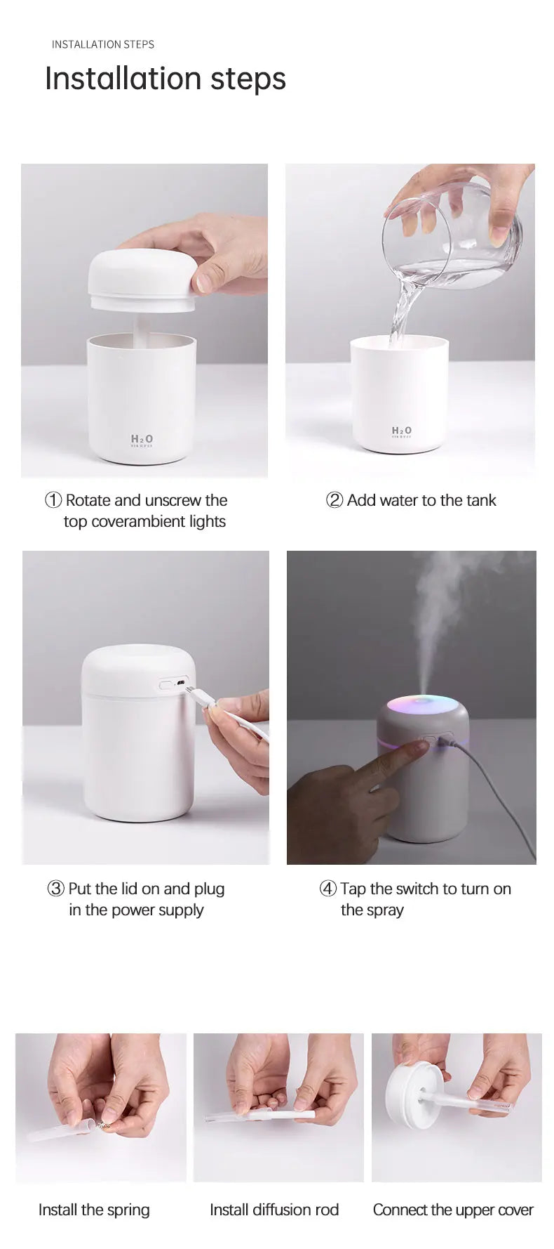 Diffusore Aromaterapia 300ml con Luce LED