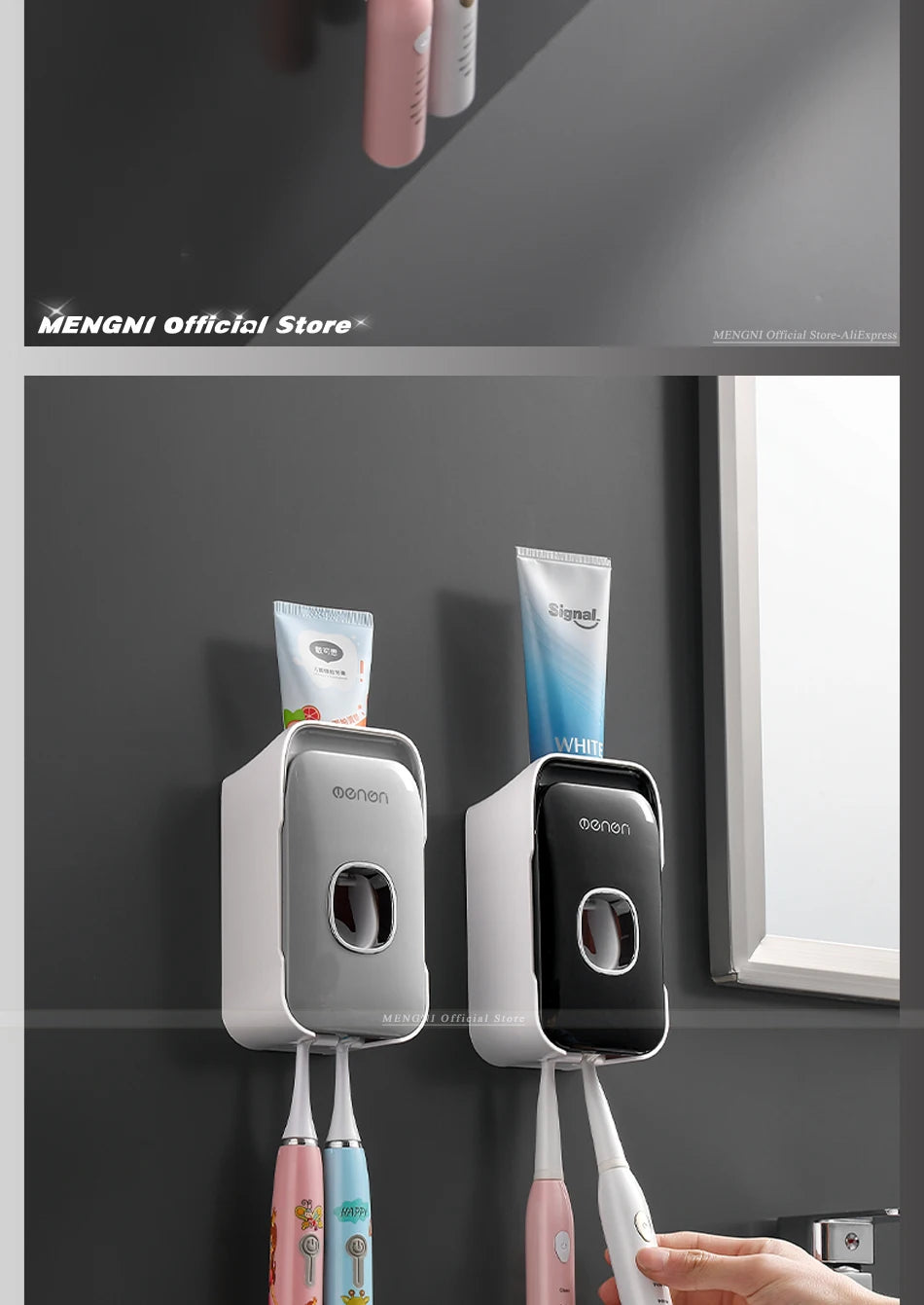 Dispenser Dentifricio Automatico con Porta Spazzolini