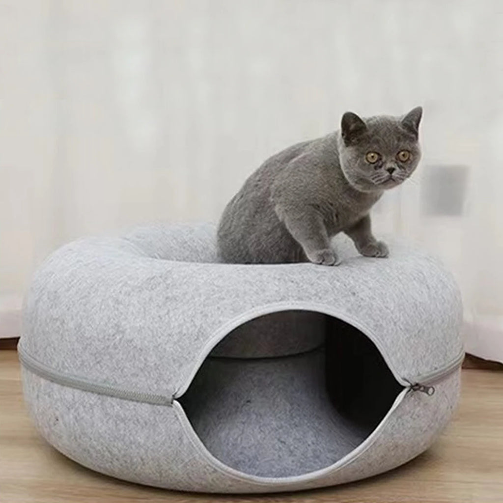 Cuccia Ciambella in Feltro 2-in-1 per Gatti