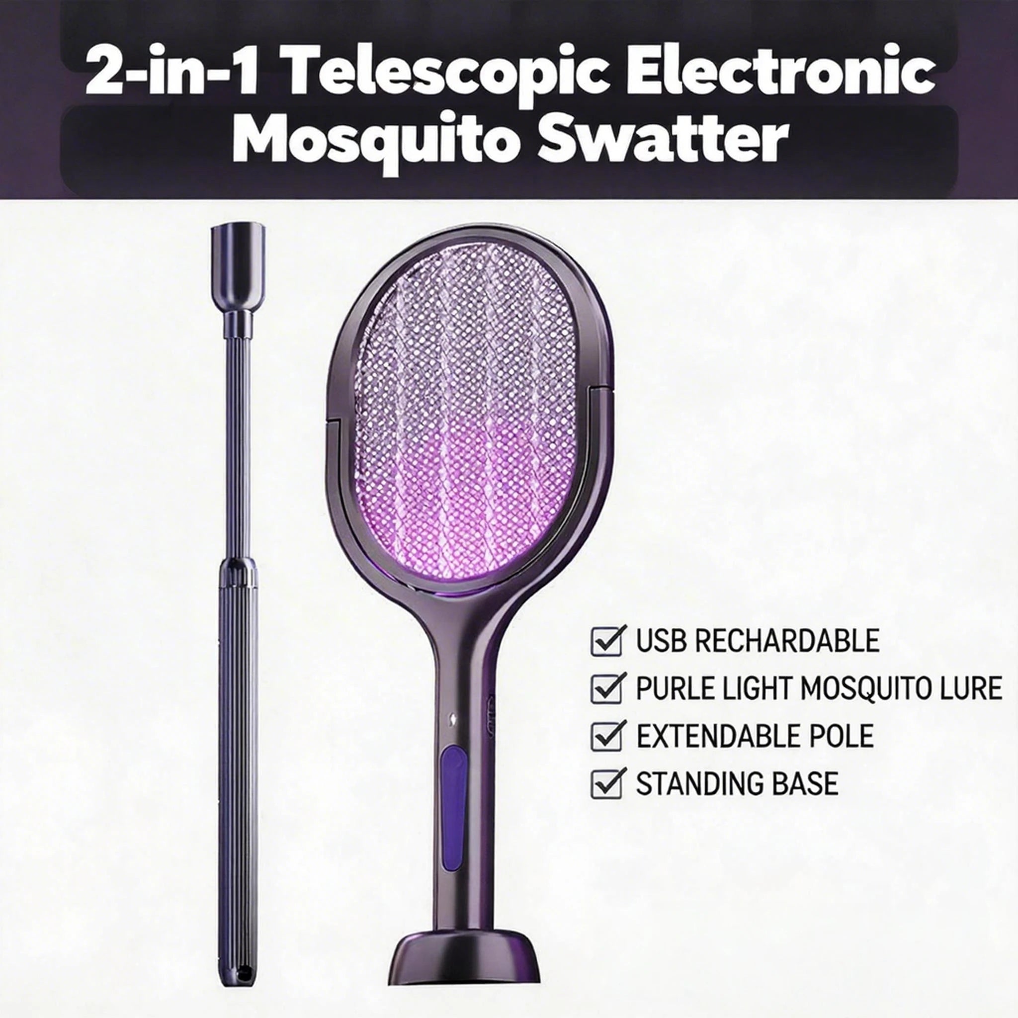 Racchetta Antizanzare 2-in-1 Pieghevole