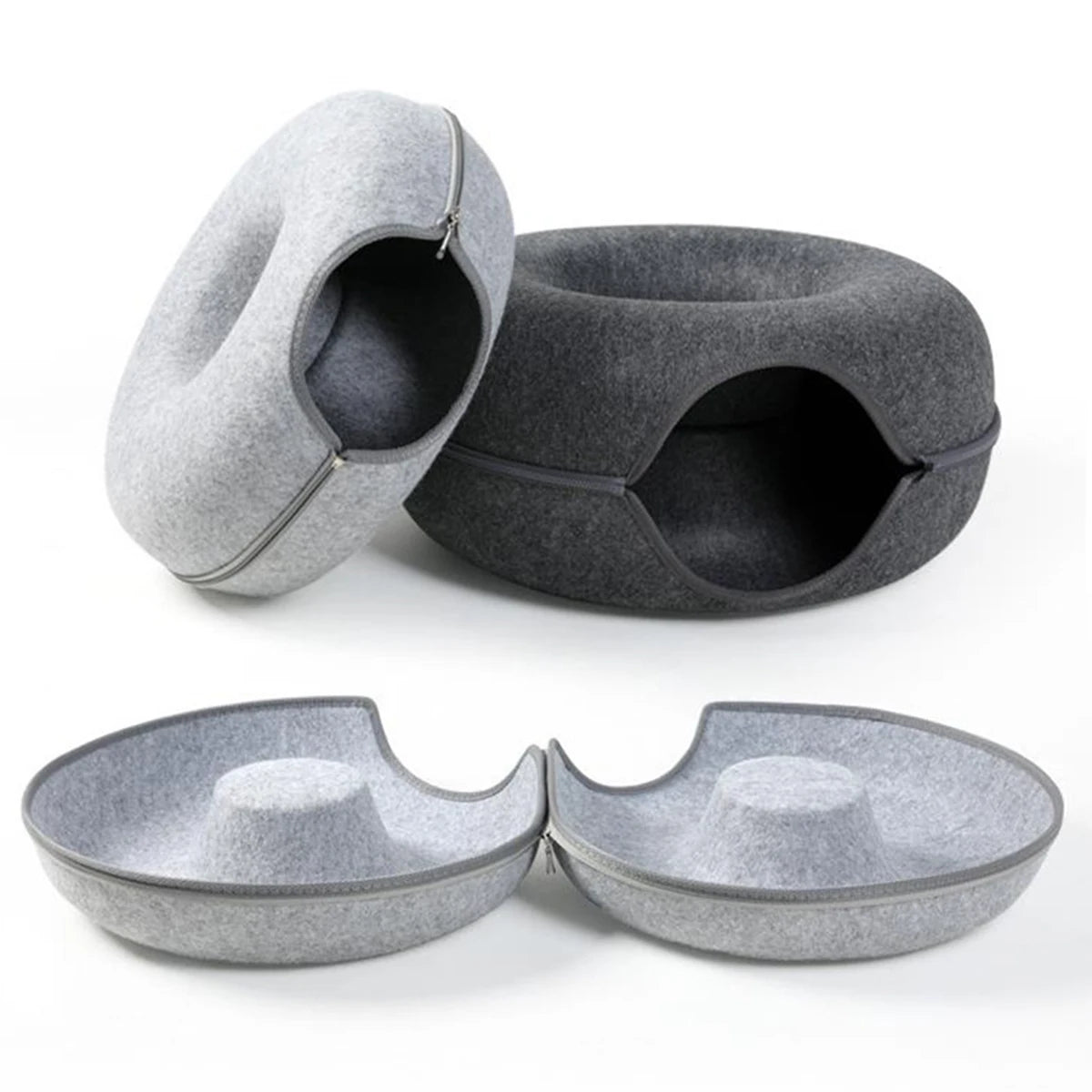 Cuccia Ciambella in Feltro 2-in-1 per Gatti