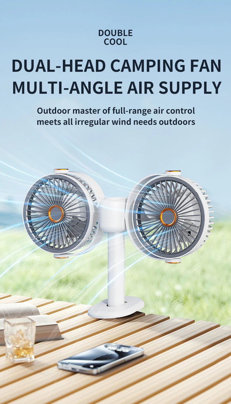 Ventilatore a Clip Doppia Testa Ricaricabile