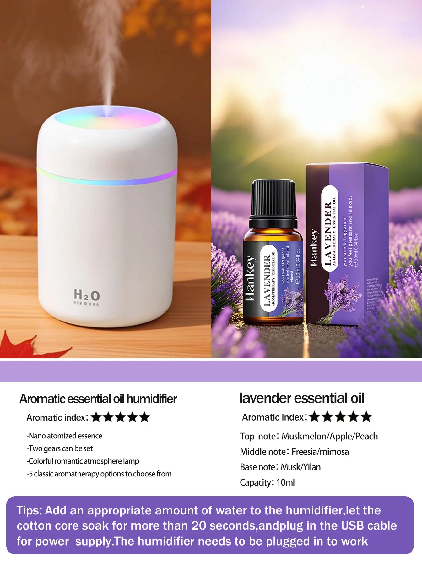 Diffusore Aromaterapia 300ml con Luce LED