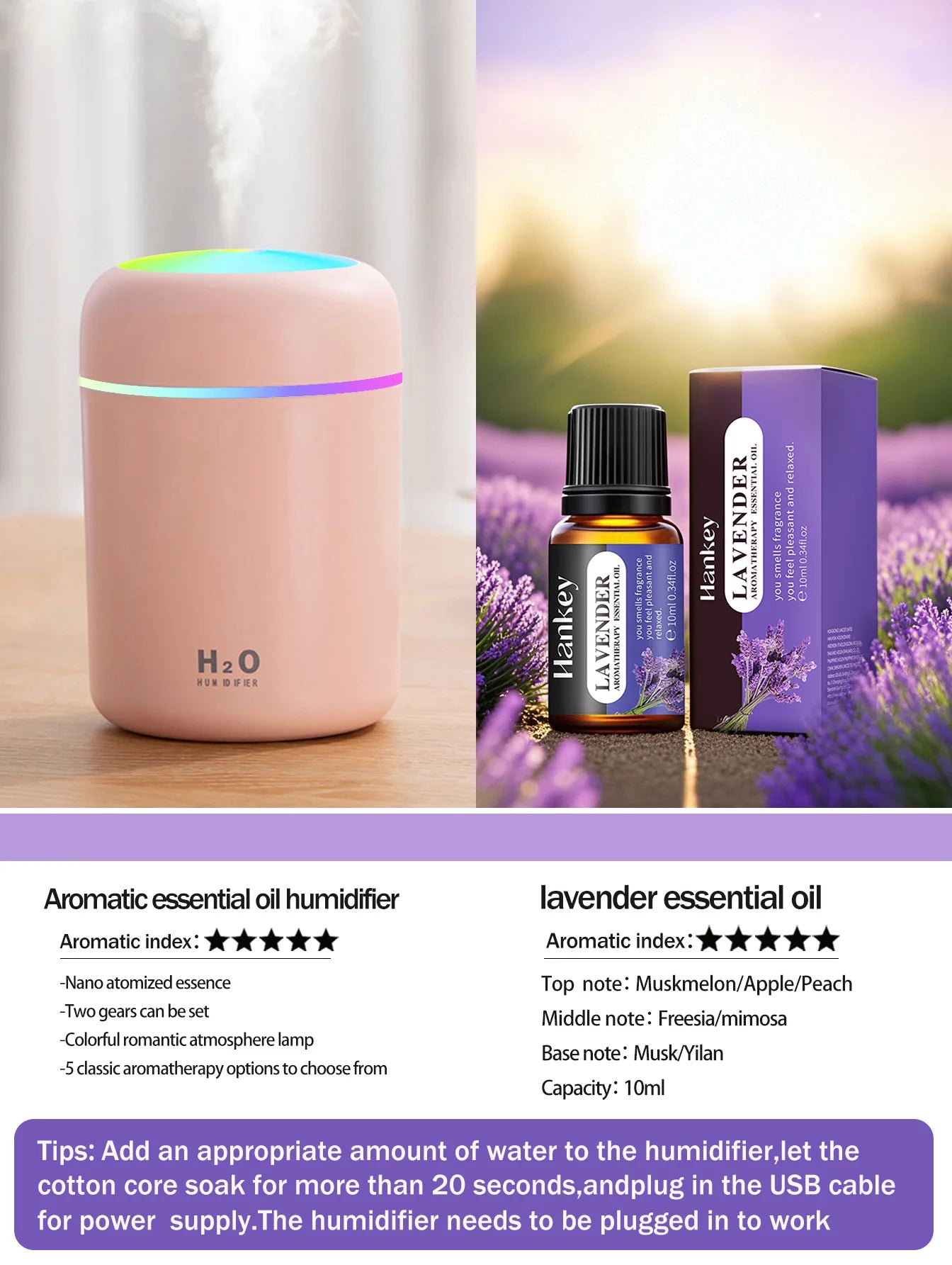 Diffusore Aromaterapia 300ml con Luce LED