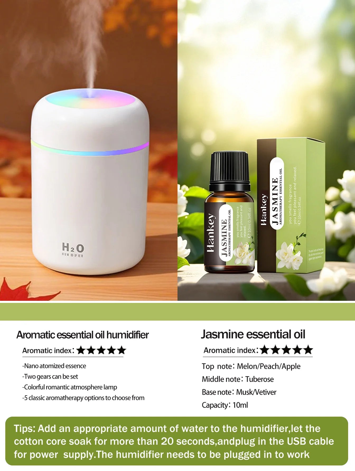 Diffusore Aromaterapia 300ml con Luce LED