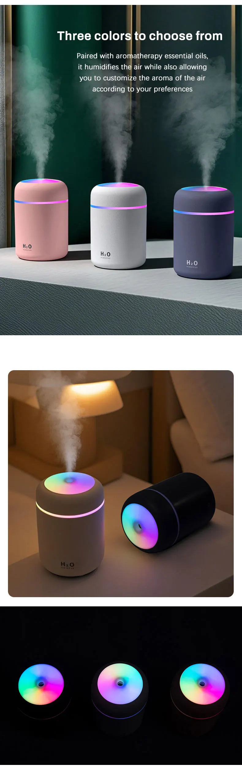 Diffusore Aromaterapia 300ml con Luce LED