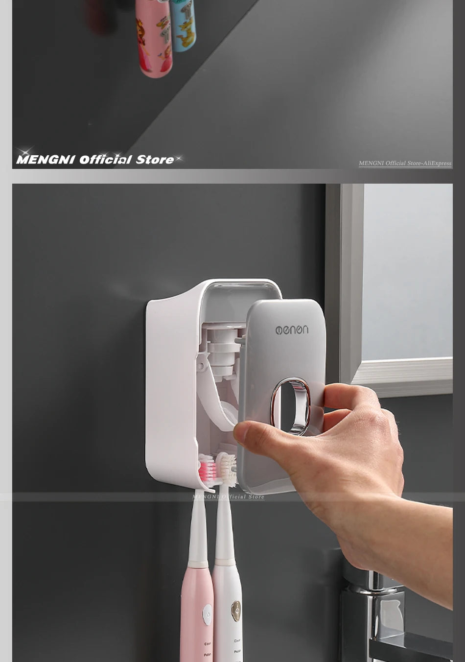 Dispenser Dentifricio Automatico con Porta Spazzolini