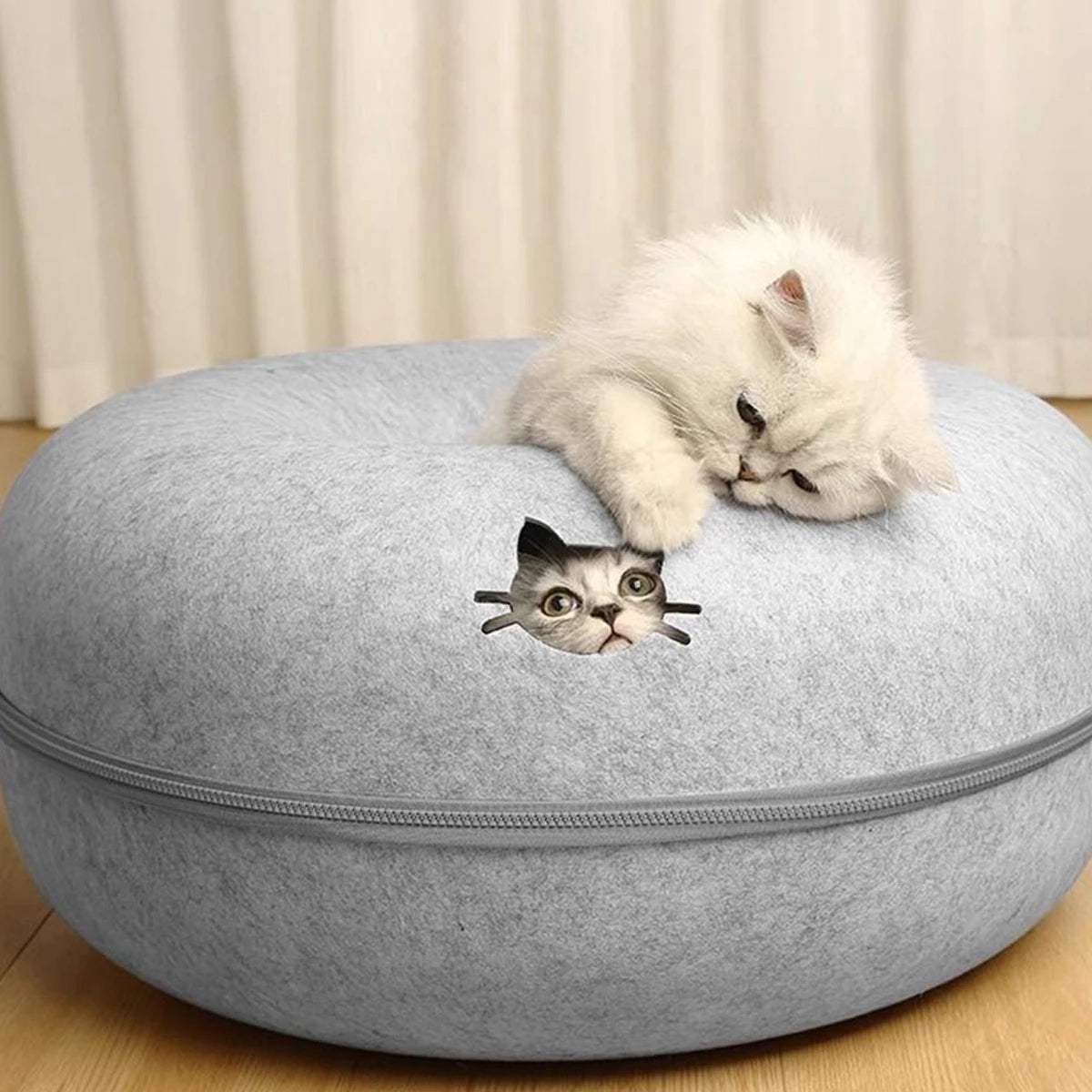 Cuccia Ciambella in Feltro 2-in-1 per Gatti