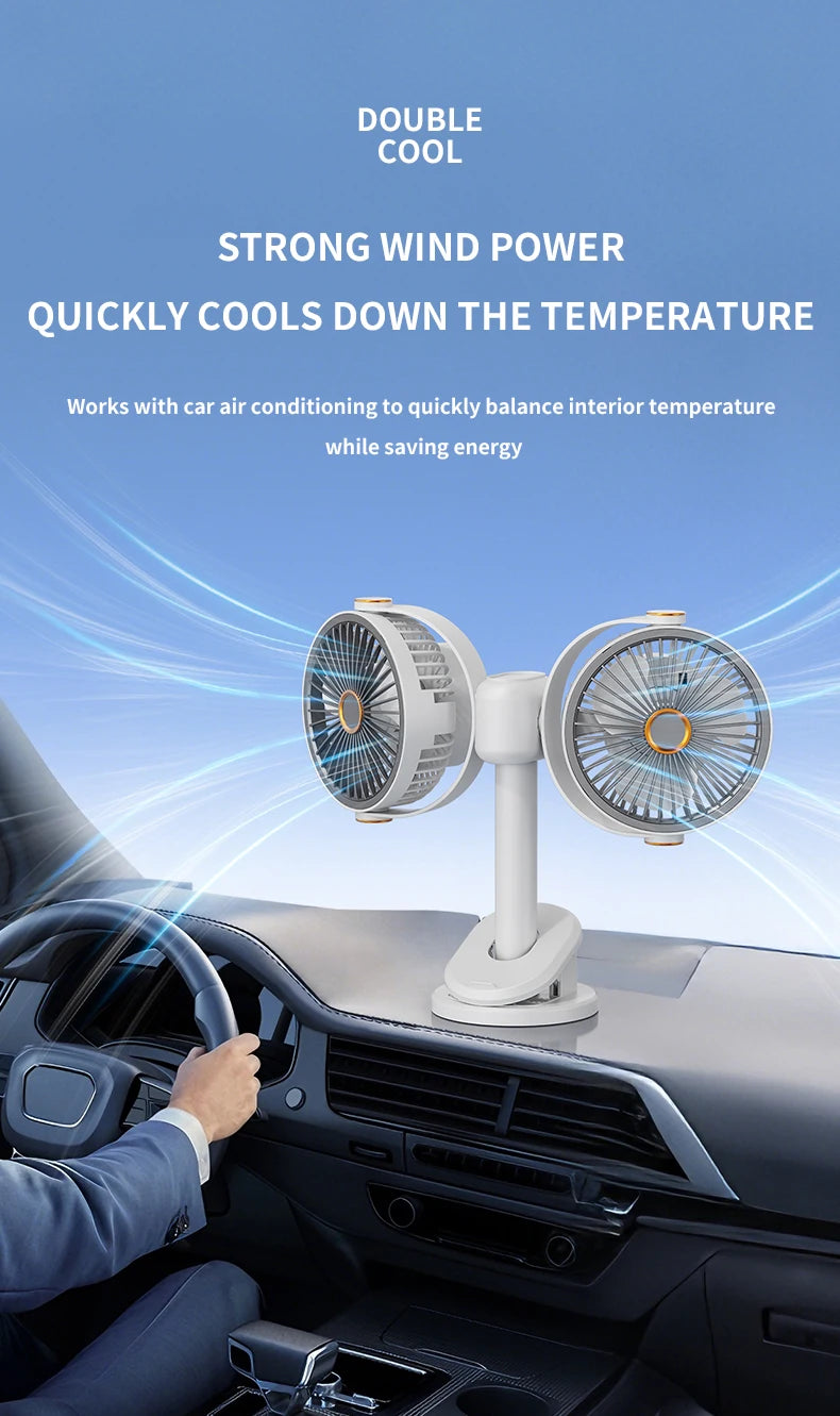 Ventilatore a Clip Doppia Testa Ricaricabile