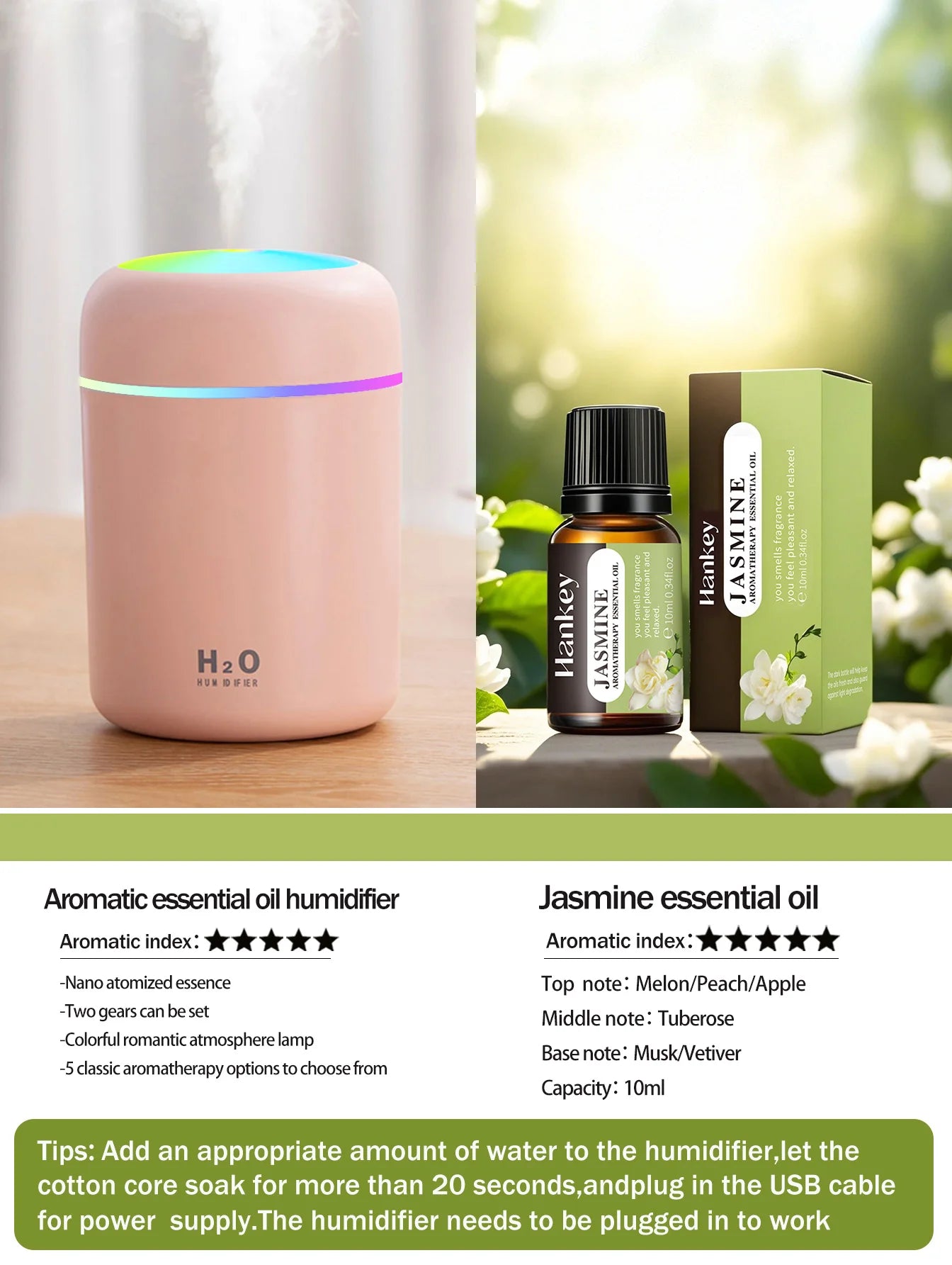 Diffusore Aromaterapia 300ml con Luce LED