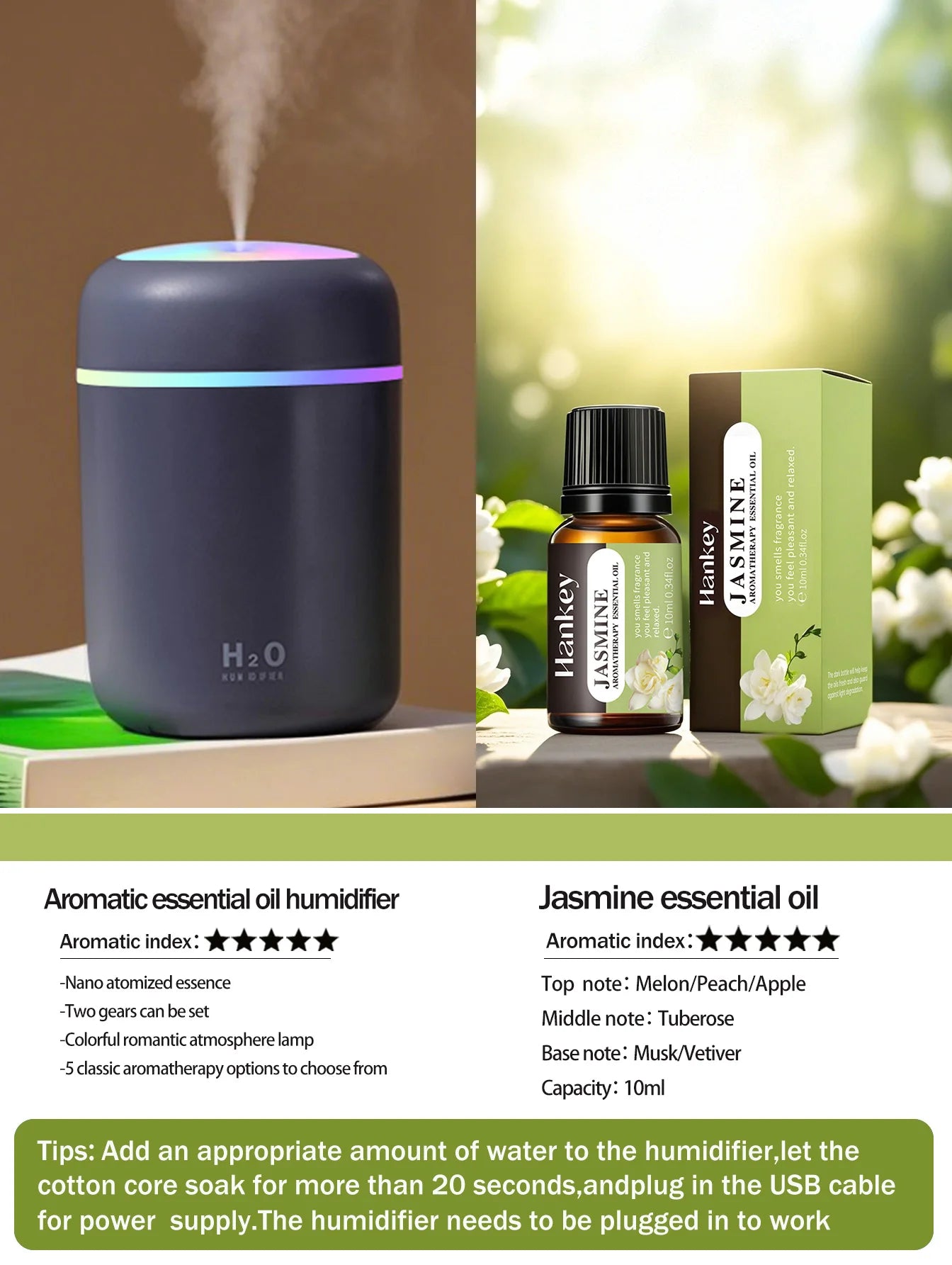 Diffusore Aromaterapia 300ml con Luce LED